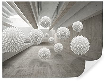 Tapeko Papier Peint 3D Panoramique Tunnel 260x180 cm style 3D Tunnel Boules Forme Géométrique Papier Peint intissé pour Chambre Salon Décoration Murale u34969