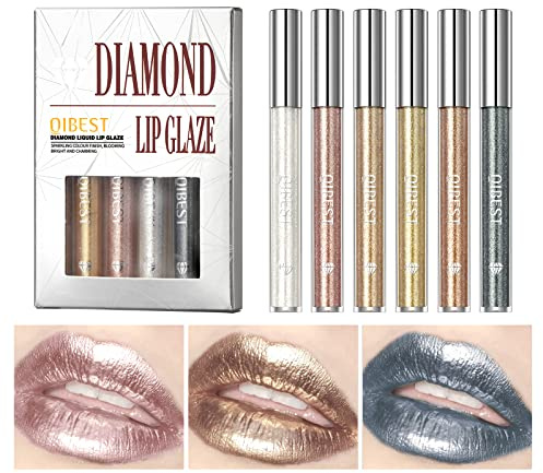 Diamanti Pearl Light Lip Gloss Lip Color Liquid Eye Shadow Duplice uso vestito 6 colori