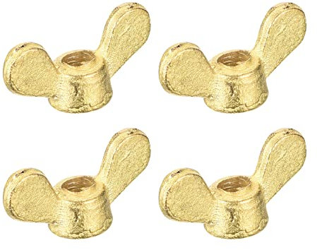 sourcing map Brass Wing Nuts, M5 Butterfly Nut Hand Twist Tighten Fasteners for Furniture, Machinery, Electronic Equipment, 4Pcs