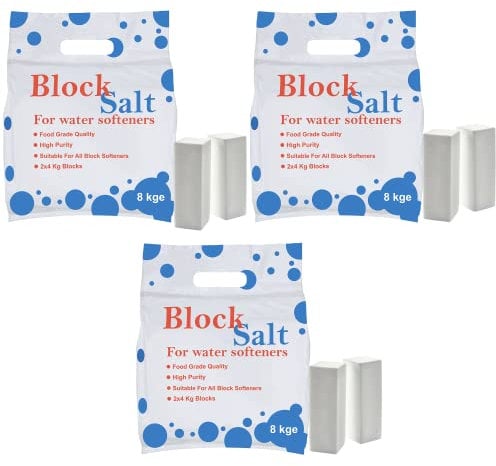 home stuff Block salt for water softeners, original pure grade a food quality salt blocks, water softener salt, water softening salt blocks, white (3, pack)