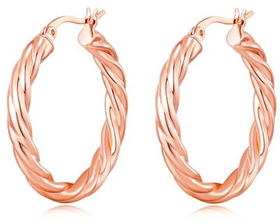 Philip Jones Rose Gold Plated Thick Twisted Hoop Earrings