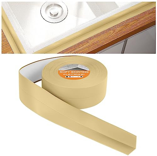 flintronic Joint Salle de Bain, 10m*38mm Bande Etancheite Autocollante, Ruban D'étanchéité Auto-Adhésif en PVC pour Baignoire, Salle de Bain, Cuisine, Anti-moisissure, Calfeutrage(Jaune)