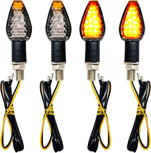 Norhogo 4 Stück Motorrad Blinker, 14 LED Blinkleuchten 12V Wasserdichtes Universal Blinklicht für Motorrad Roller Quad Cruiser Off Road, Gelbes Licht