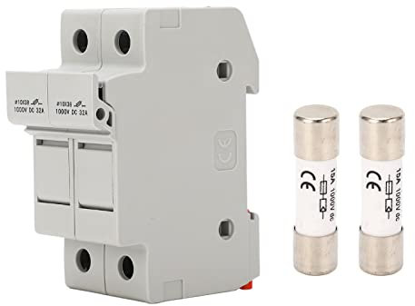 TICFOX PV Sicherungshalter Set, 15A DC Solar PV Sicherung Kurzschlussschutz Unterbrechungsschutz 32A 2P Solar Photovoltaik Sicherungshalter1000VDC für Photovoltaik Kraftwerk