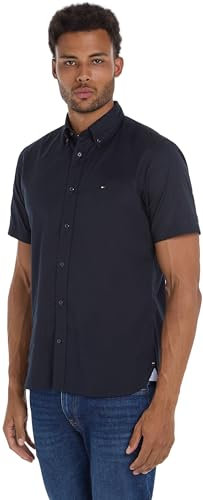 Tommy Hilfiger Flex Poplin RF Shirt S/S MW0MW33809 Chemises décontractées, Bleu (Desert Sky), S Homme