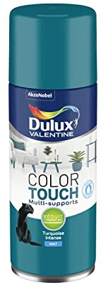 Dulux Valentine Peinture Intérieure et Extérieure Aérosol Color Touch - Pour bois, plastique, PVC, carton, papier - Turquoise Intense Mat - 400ml