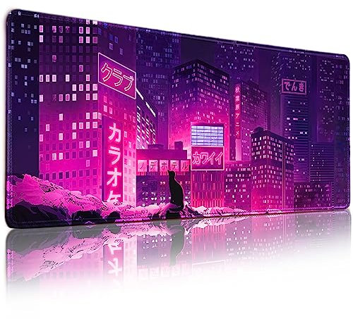 MEWOOCUE Tapis de souris de jeu pour ordinateur portable, motif vagues de mer, clavier PC imperméable et antidérapant, 80 x 30,2 cm, 0,3 cm d'épaisseur, XL, XXL, tapis de table en caoutchouc violet