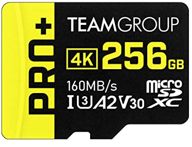 TEAMGROUP A2 Pro Plus Karte 256GB Micro SDXC UHS-I U3 A2 V30, Lesen/Schreiben bis zu 160/110 MB/s für Nintendo-Switch, Steam Deck, Tablets, Smartphones mit Adapter TPPMSDX256GIA2V3003
