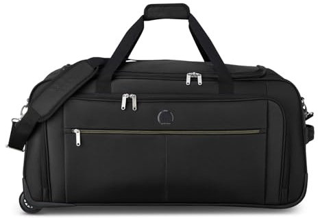 DELSEY PARIS DELSEY Pin Up 6 Trolley Duffle Bag, Moderner Trolley und Reisetasche Damen/Herren, mit 2 Rollen, Two Way Zipper, Abnehmbarer & Verstellbarer Schulterriemen, Maße: 36x74x34,5 cm - Black