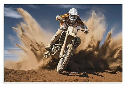 AYAROS Coole Motorradfahrer Kunst Poster Drucke Extremsport Motocross Moderner Stil Mode Leinwand Wanddekoration Kunstwerk für Home Office