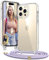 Vaykwo Handykette mit Band für Apple iPhone 14 Pro Hülle - Necklace Handyhülle - Transparente Case zum Umhängen mit Kameraschutz und Bildschirmschutz - Lila