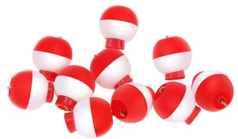 OriGlam 10 Stück 13 mm Mini-Angel-Posen zum Aufstecken, Bobber-Set, Angelpose, runde Boje, rot und weiß, Bobber zum Aufstecken