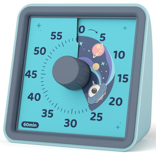LIORQUE Temporizador Visual, Temporizador Niños de Cuenta Regresiva de 60 Minutos, Pomodoro Timer, Herramienta de Gestión del Tiempo para Niños y Adultos (Azul Acero)