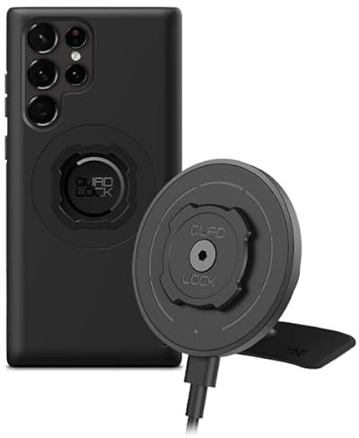 Quad Lock Adhesive Dashboard/Console Car Phone Holder Kit with MAG Wireless Charging Head V2 and MAG Phone Case for Galaxy S22 Ultra