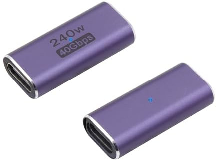 RIIEYOCA Adattatore di espansione da 8K UAB C femmina a USB C femmina 4.0, 240W, velocità di trasmissione 40Gbps, 8K 60HZ, 4K 120HZ, LED Lights Designeds (2-Pack)