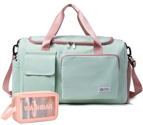 Kleine Sporttasche für Damen, Reise-Reisetasche Handgepäck Wochenendtasche mit Schuhfach, 11*19.6*8.2 inches