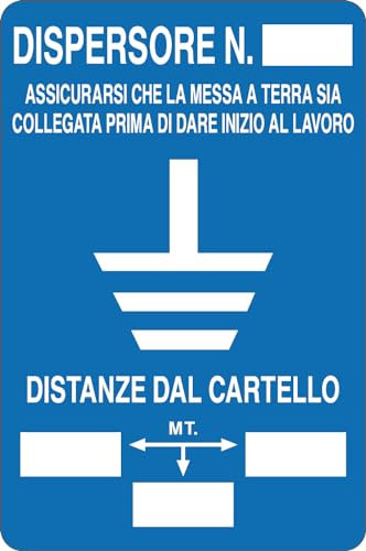 GLOBAL CARTELLO SEGNALETICO - COLLEGARE SUBITO LA MESSA A TERRA...DISTANZE DAL CARTELLO - Adesivo Extra Resistente, Pannello in Forex, Pannello In Alluminio (10x15 cm, Adesivo)