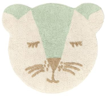 RugVista Teddy Friend Teppich, Kinderzimmerteppich, ∅ 100 cm, Rund, Kinderteppich für Kinder, Baumwolle, Spielteppich Babys Junge Mädchen, Keine schädlichen Stoffe, Minzgrün/Beige