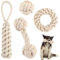 BRISKORE Hundespielzeug Seil mit Knoten Ball,4er Set Hunde Spielzeug aus 100% Naturhanf,Dog Rope Toy,Zerrspielzeug für Hunde,Premium Hundespielzeug für Kleine (1)