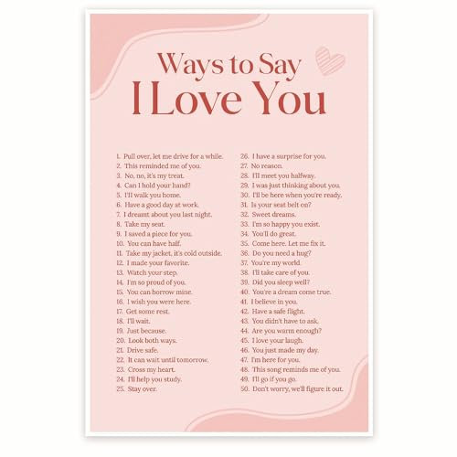 Bliss Monkey Co. BMCP094 Poster mit englischer Aufschrift Ways To Say I Love You, inspiriert von positiver Liebe, Wandkunst, 30,5 x 45,7 cm, ungerahmt – Premium 45,4 kg glänzend, hergestellt in den