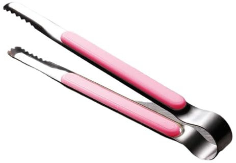 Vier Farben Lange Grillzange Lebensmittelzange Lebensmittelclip Küchenhelfer Edelstahl Churrasco Pinzette Clip BBQ Werkzeug Grillzange(Pink)