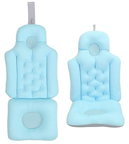 Coussin de Baignoire, Tapis de Bain avec Dossier, Doux et Respirant, Appui-Tête Pliable, Coussin de Bain, Soutien du Cou et de la Tête pour Adultes, Bain Spa (Blue)