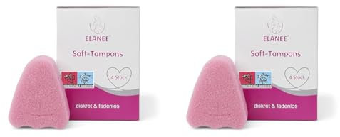 ELANEE Soft-Tampons, fadenlose Tampons, weiches & flexibles Material, 4 Stück (742-V3) (Packung mit 2)