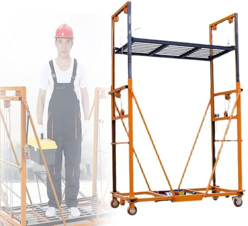 BDJSN Electric Folding Scaffolding, Automatic Thickened Steel Lift With Remote Control, 1100lbs Load Capacity, Max Raise Height 2-5M Electric Scaffold, for Factories, Construction Sites