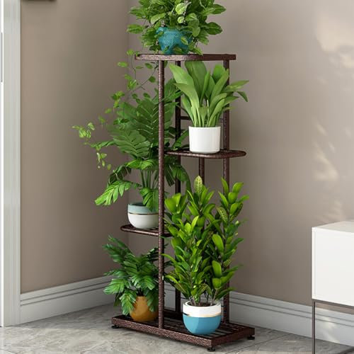 Lidzopas Soporte para Plantas de 4 Niveles para Interiores, Soporte Alto para Plantas de 53 cm, Estante Grande de Metal para Macetas de Flores, Estante de Exhibición de Múltiples Plantas de Flores