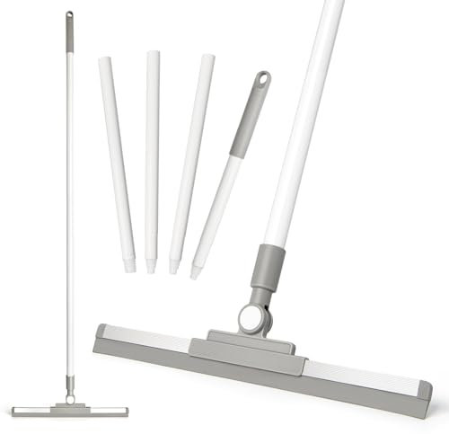 XXFLOWER Floor Squeegee,134CM Long Handle Floor Scraper Heavy Duty, Pet Hair Remover for Wet Room Shower Tile Bathroom Kitchen Home Indoor Garage(Grey White)