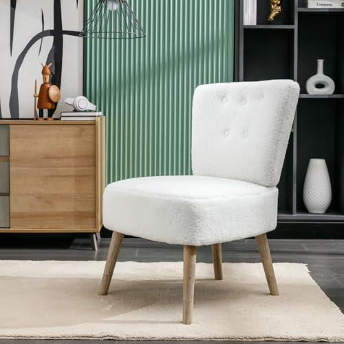 TaiEnjoy Teddy Sessel – Gemütlicher Ohrensessel für Wohnzimmer und Schlafzimmer, Ergonomisch, Weiches Teddystoff, Robuste Bauweise, Einfach Zusammenzubauen (White)