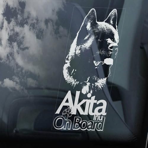 LMMIXEE Akita on Board Aufkleber Auto Aufkleber Fenster Aufkleber American Inu Ken Schild Aufkleber Hund Mama Papa Vinyl gestanzte Aufkleber Lustige Hund Stoßstange Aufkleber Akita Geschenk