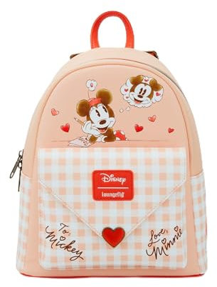 Loungefly Disney Minnie Mouse Loves Mickey Mouse Brief Mini Rucksack, Hellrot, Keine, hellrot, Einheitsgröße