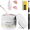 Aokitec gel unghie ricostruzione - 60 g di gel nudo Rosa per estensioni unghie per rinforzare la manicure con 100 pezzi di formine per unghie e pennello per unghie acriliche per principianti estendere