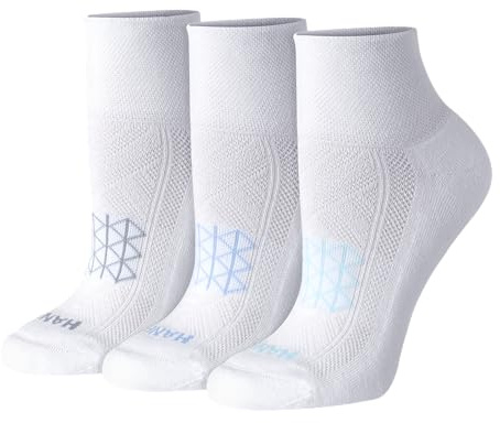 Hanes Women's Running Ankle Socks, Absolute Run Socks for Women, Breathable Mesh, Seamless Toe, 4-Pack