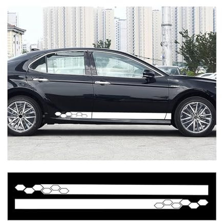 DNEOGOO 2 Stück Auto Seitenschweller Aufkleber für VW Golf 4 5 6 7 MK3 MK4 MK5 MK6 Polo, Auto-Seitenstreifen-Aufkleber Selbstklebender Aufkleber ZubehöR,C-White