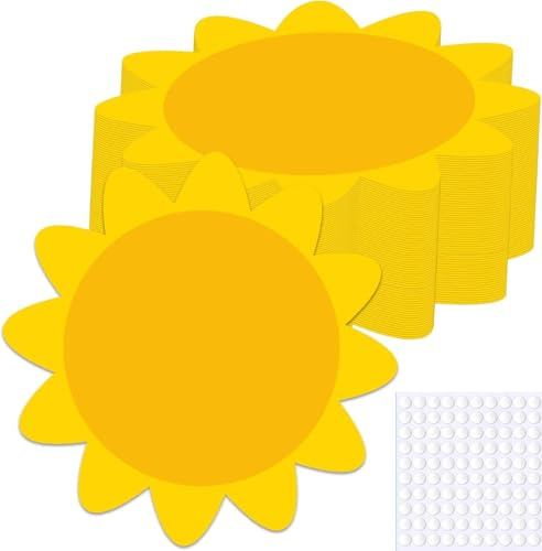 100 Stück Sommersonne Ausschnitte Goldform Klassenzimmer Pinnwand Dekor 10,2 cm blanko Sonnenschein Papier Kreatives Zubehör gestanzt mit Klebepunkten