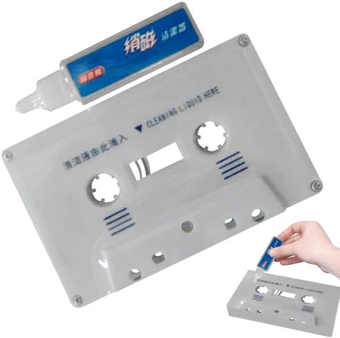 Audio Cassette Head Cleaner Audio Tape/Cassette Head Demagnetizer - Wet/Dry Tape Cleaning Kit with Cleaning Fluids for Home/Car Cartridge Player, Maintenance Kit for Cartridge Player/Boombox/Recorder