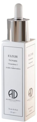 30 ml ELIXIR by Aurea Derma, Bio Serum Vitamin C und Hyaluronsäure Anti-Falten, Anti-Flecken, Aufhellung und Anti-Aging, ideal als Augen- und Nackencreme.