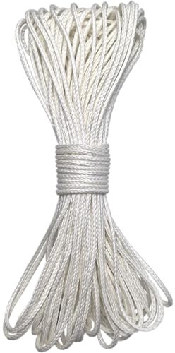 Geflochtenes Dyneema-Seil, 12 Stränge, 3 mm, 700 kg, Bruchdehnung, geeignet für Zelte, Kiteboarding und andere 19,8 m (weiß)
