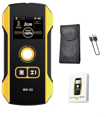 FUANA WD-02 Scanner mural professionnel pour détection de goujons en métal et bois avec câble AC sous tension et batterie intégrée