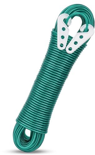 NUTTDOO Washing Line Rope,30m Strong Steel Core Laundry Clothese Lines,Plastic PVC Cover Garden Clotheslines for Outdoor, Indoor, Garden, Dryer (Green)