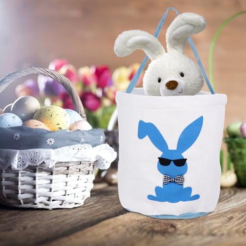 PACKOVE Osterhasen Süßigkeitseimer mit Hasenmuster Canvas Candy Storage Bucket Praktische Ostertasche für Erwachsene Vielseitiger Osterkorb für Süßigkeiten und Geschenke