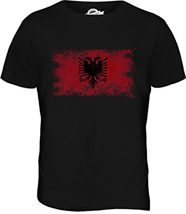 Candymix Albanien Weinlese Flagge Herren T Shirt, Größe Medium, Farbe Schwarz