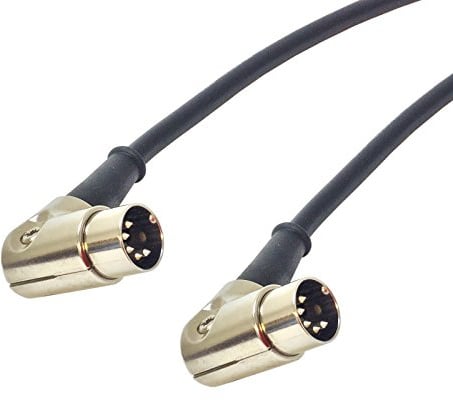 Angled 5 Pin Din Midi Lead. Pedal Board Cord, Keyboard, Synth, Foot Switch Cable (2m, Black)