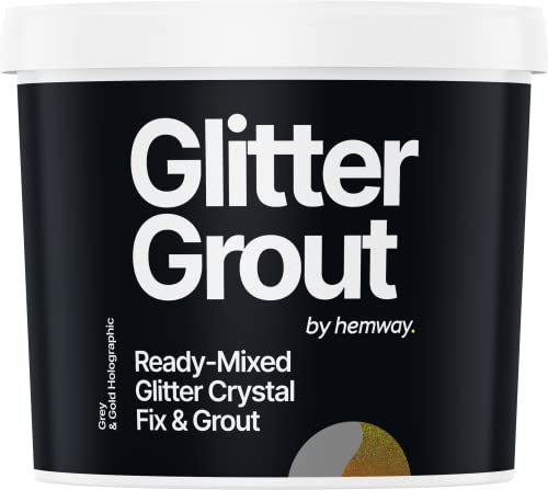 Hemway 2.5 L / 4.5 kg Gold Holographic Glitter with Grey Grout | Ready Mixed & Easy to Use | Suitable for Kitchen, Bathroom & Flooring | Waterproof & Mould Resistant | Non-Toxic & Cruelty Free