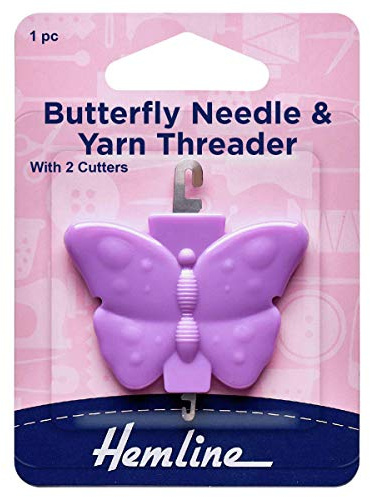 Butterfly Needle and Yarn Threader with 2 Cutters in Purple