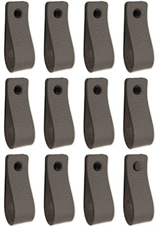 Brute Strength - Ledergriffe für Möbel - Dunkelgrau - 24 Stück - 16,5 x 2,5 cm - Schrankgriff, Türgriff für Küche, Bad, Schränke, Kommode, Holz