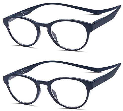 NEW VISION Lesebrille mit Magnetverschluss 2 pack, Lesebrillen, Bequem Magnetverschluss, Reading Glasses NV3312, Lesebrille Damen 2,5 (2Blau, 2.5, diopters)