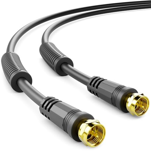 deleyCON 7,5m Câble TV SAT Coaxial Antenne Satellite HDTV Quad Bouclier DVB-S DVB-S2 Radio DAB Filtre de Courant de Gaine Noyau de Ferrite - Noir